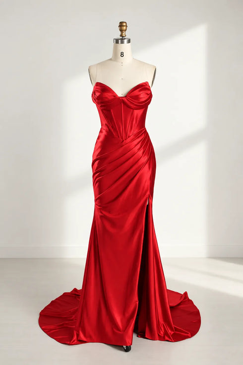 Adeline Strapless Satin Corset Mermaid Formal Dress