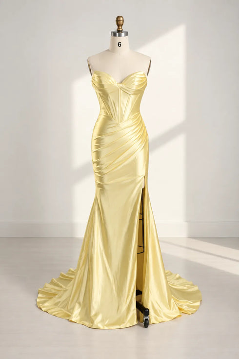 Adeline Strapless Satin Corset Mermaid Formal Dress