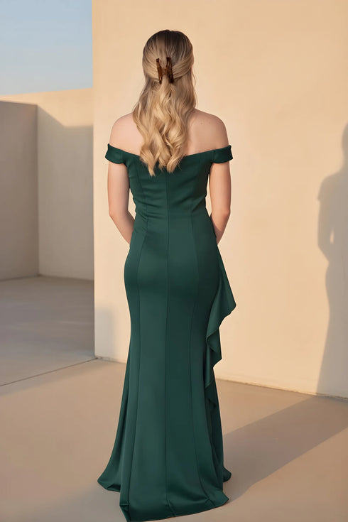 Bianca Off Shoulder Satin Mermaid Formal Dress