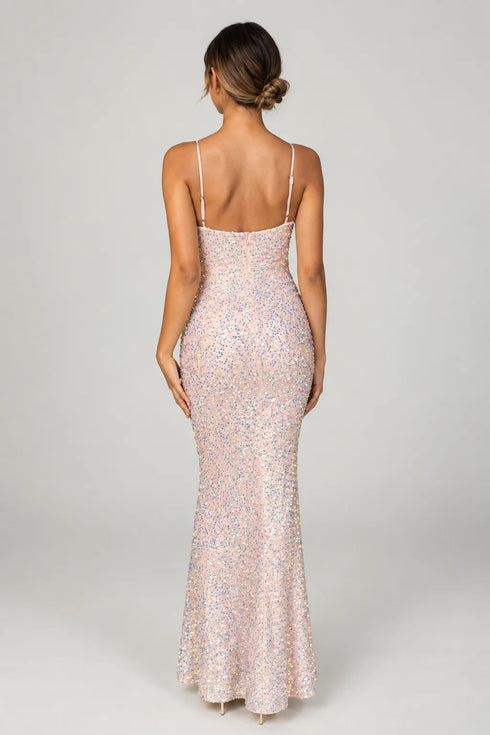 Chelsea Spaghetti Strap Sequin Mermaid Formal Dress