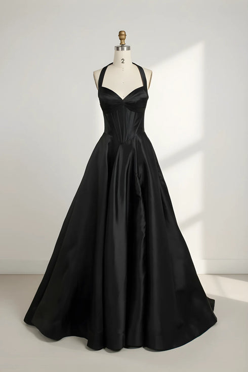 Chloe Halter Neck Satin Corset A-Line Formal Dress