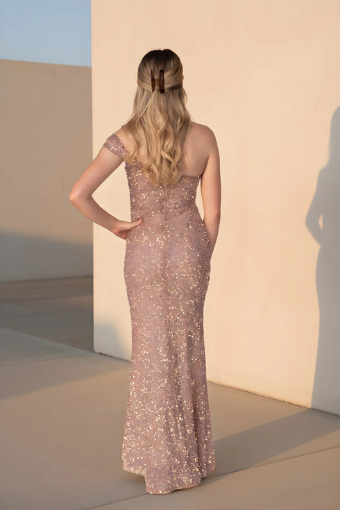 Emily One Shoulder Sequin Formal Dress