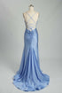 Trinity Sky Blue Rhinestone Long Formal Dress