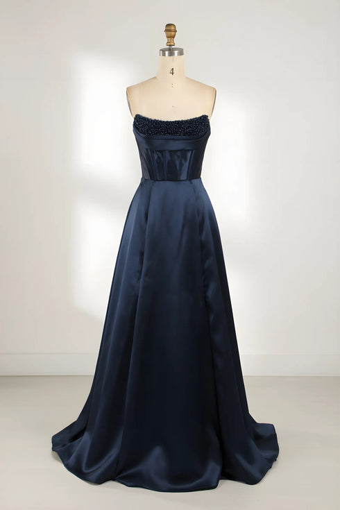 Florence Strapless Satin Corset A-Line Formal Dress