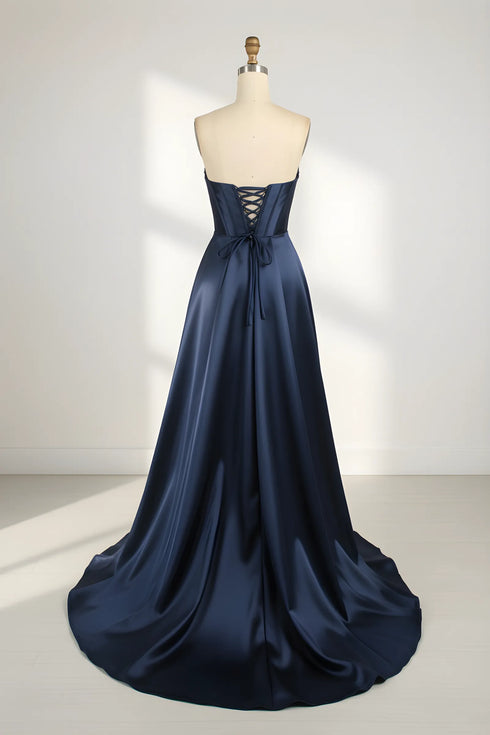 Florence Strapless Satin Corset A-Line Formal Dress