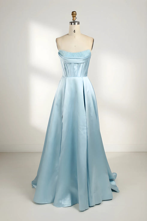 Florence Strapless Satin Corset A-Line Formal Dress