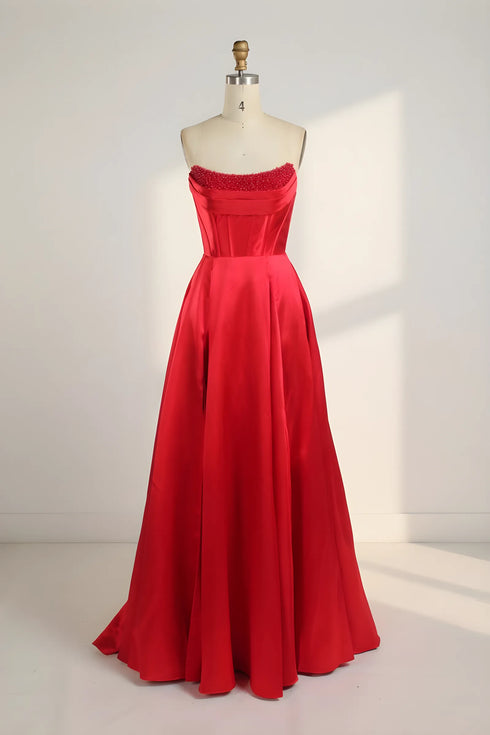 Florence Strapless Satin Corset A-Line Formal Dress