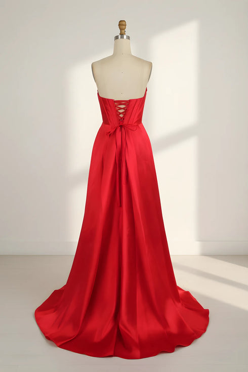 Florence Strapless Satin Corset A-Line Formal Dress