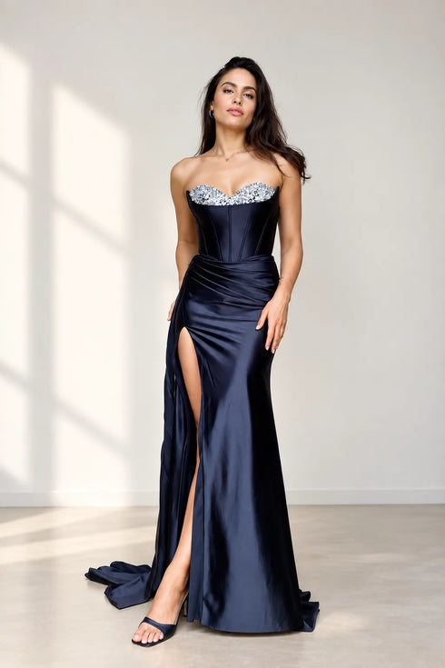 Isla Strapless Satin Corset Mermaid Formal Dress
