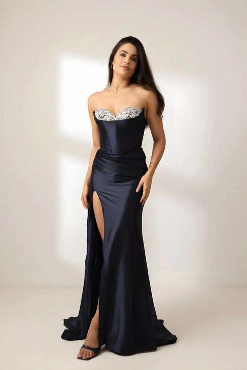 Isla Strapless Satin Corset Mermaid Formal Dress