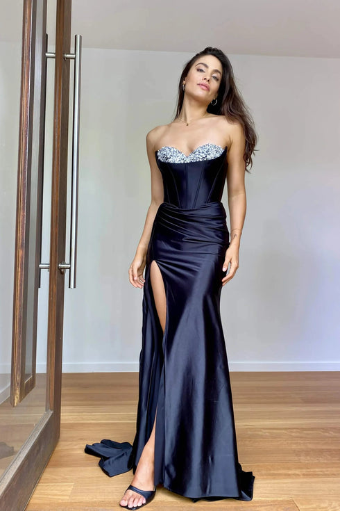 Isla Strapless Satin Corset Mermaid Formal Dress