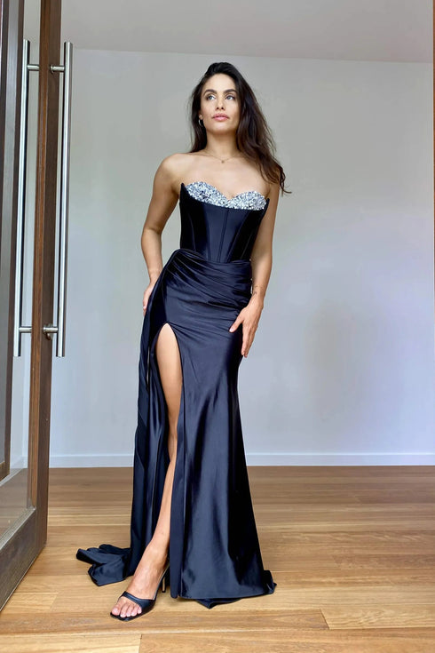 Isla Strapless Satin Corset Mermaid Formal Dress