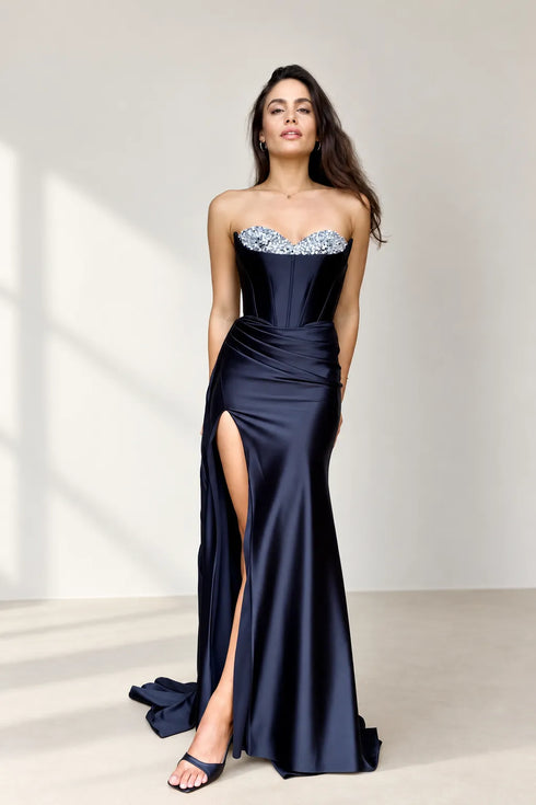 Isla Strapless Satin Corset Mermaid Formal Dress