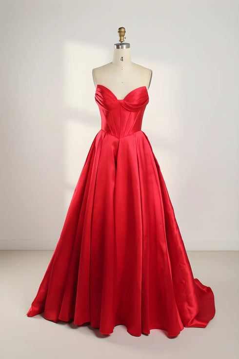 Sienna Strapless Corset Satin A-Line Formal Dress