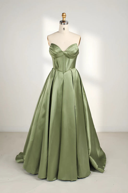 Sienna Strapless Corset Satin A-Line Formal Dress