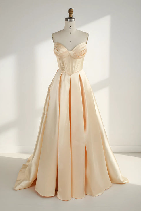 Sienna Strapless Corset Satin A-Line Formal Dress