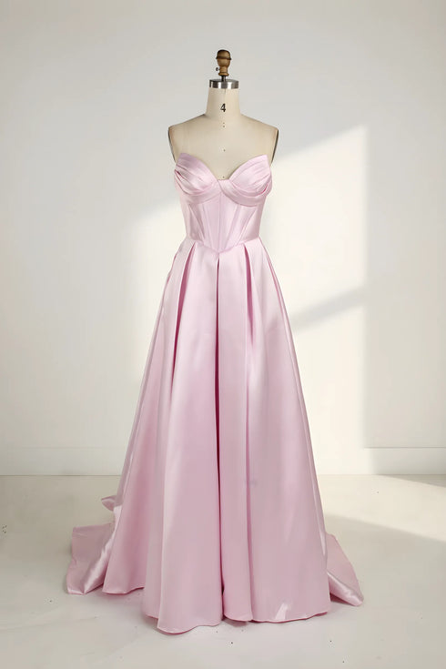 Sienna Strapless Corset Satin A-Line Formal Dress
