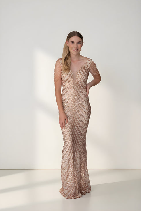 Sonya Rose Gold Sequin Dress