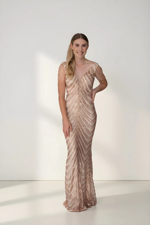 Sonya V Neck Sequin Mermaid Formal Dress