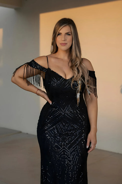 Sophia Off Shoulder Sequin Mermaid Formal Dress