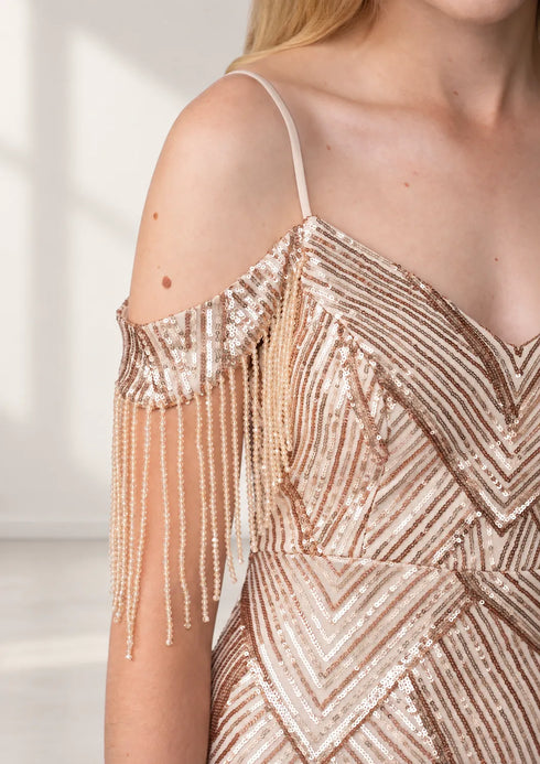 Sophia Off Shoulder Sequin Mermaid Formal Dress