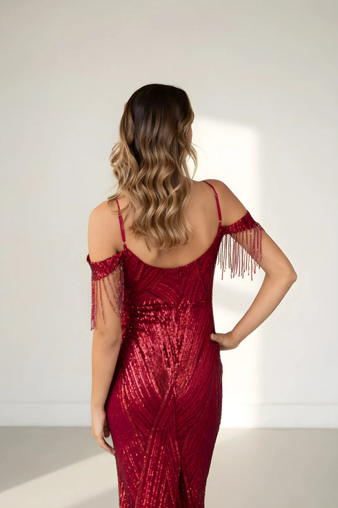 Sophia Off Shoulder Sequin Mermaid Formal Dress