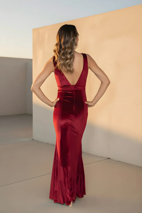 Tiffany Beaded Bodice Velvet Mermaid Formal Dress