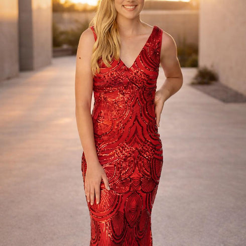 Toscana Red Sequin Dress