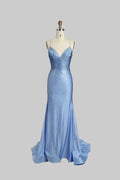 Trinity Sky Blue Diamanté Formal Dress Tie Up Low Back Scunch