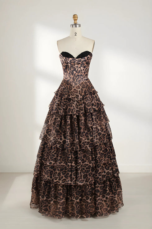 Zara Strapless Corset Ruffle A-Line Formal Dress