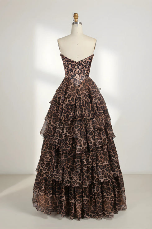 Zara Strapless Corset Ruffle A-Line Formal Dress