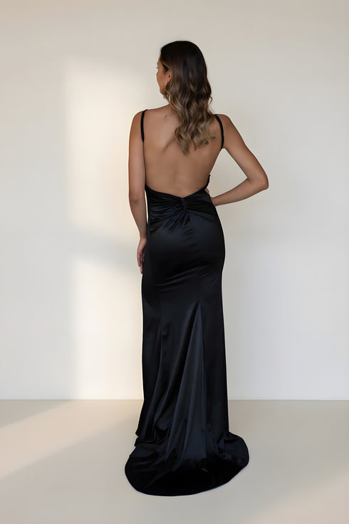 Zia Black Satin Dress
