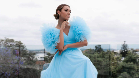 Grace Puff Sleeve Tulle A-Line Formal Dress