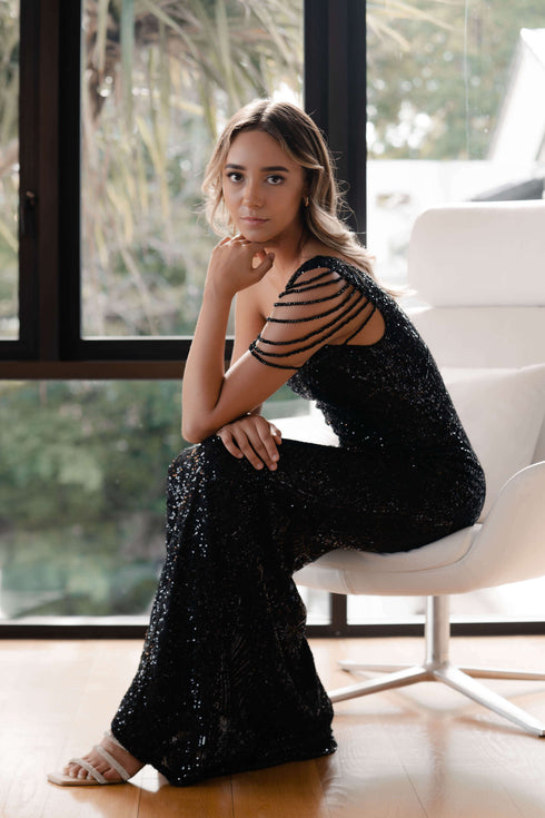 Paris Black Sequin Dress