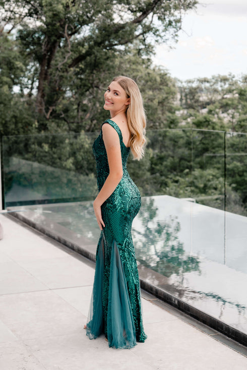 Jessica Emerald Green Sequin Dress