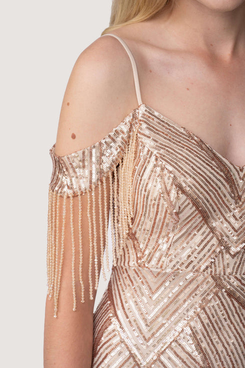 Sophia Off Shoulder Sequin Mermaid Formal Dress