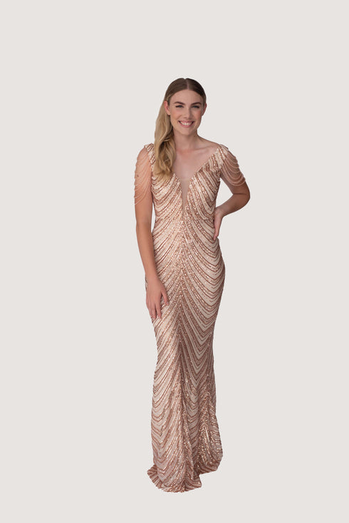 Sonya Rose Gold Sequin Dress