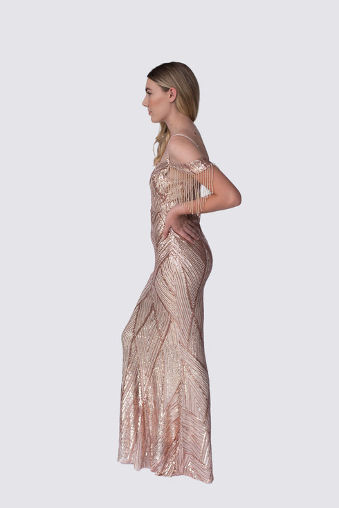 Sophia Rose Gold Sequin Dress