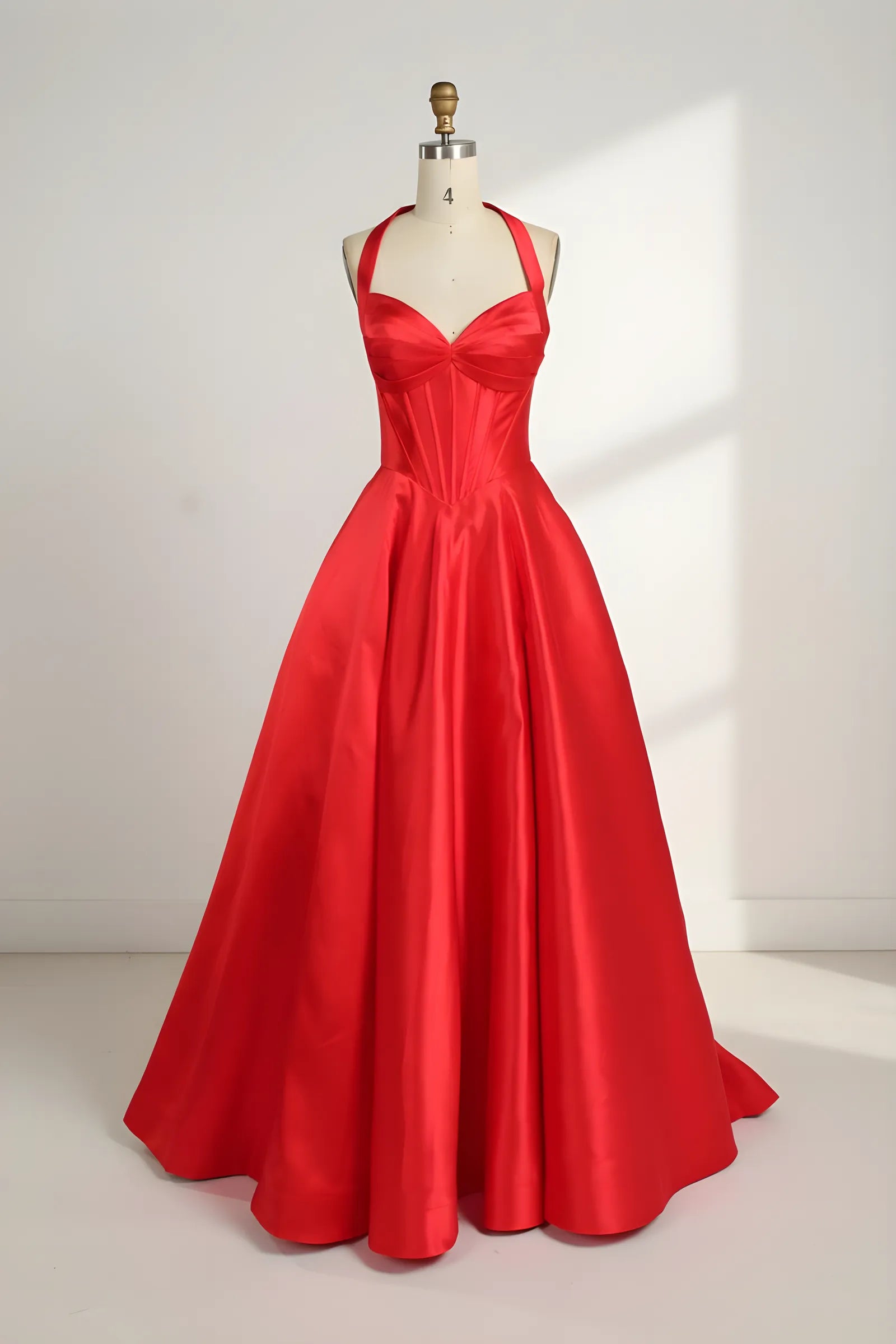 Chloe Halter Neck Satin Corset A-Line Formal Dress